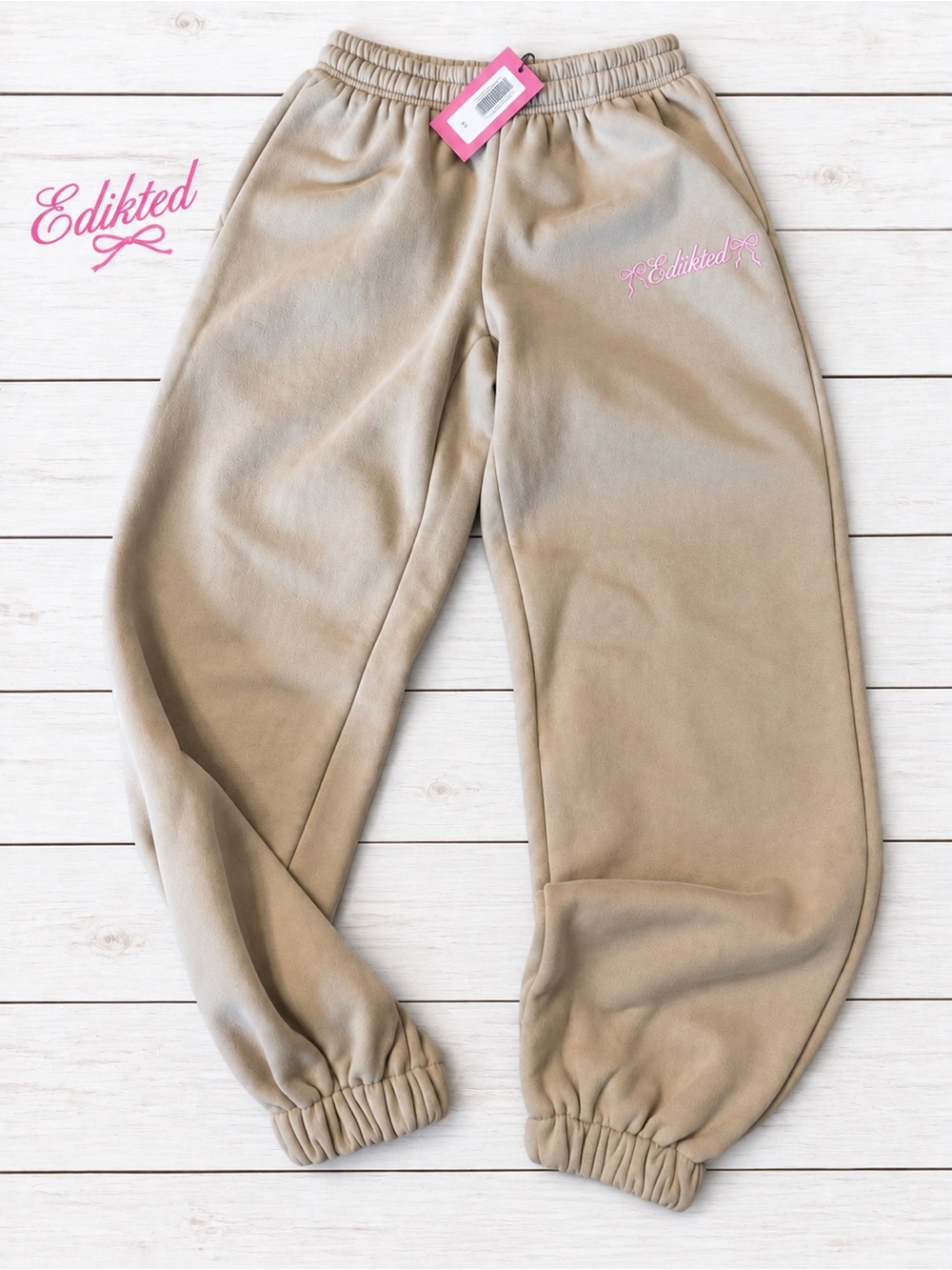 Edikted Kids Tan Fleece Jogger Bottoms